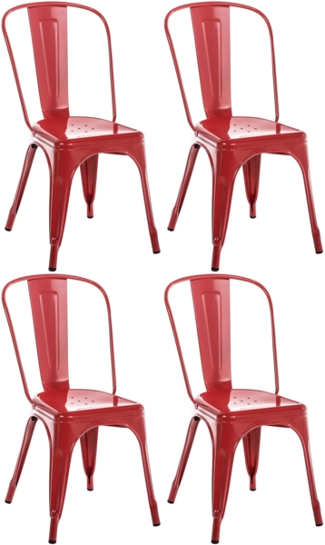 CLP 4er Set Stühle Benedikt aus Metall bis 200 kg belastbar stapelbar,rot