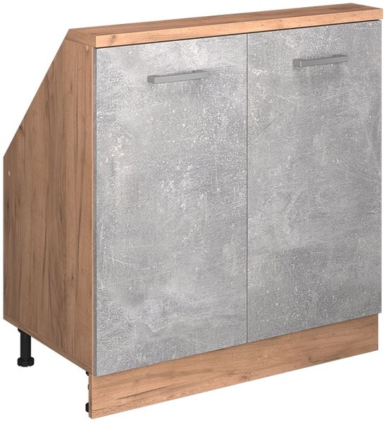 Küchenschrank für Dachschrägen R-Line Beton 80 cm mit 2 Türen Vicco