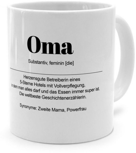 PhotoFancy Tasse mit Definition 'Oma' - Tasse mit Spruch, Tasse Standard - Weiß