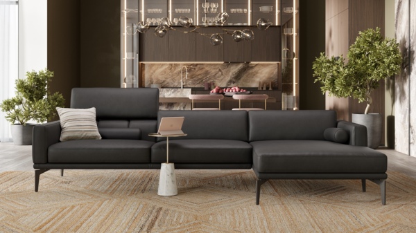 Sofanella Eckcouch SALERNO Leder Polsterecke Sofalandschaft in Schwarz S: 247 x 157 Breite x 97 Tiefe Bild 4