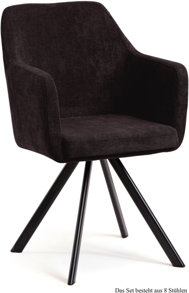Armlehnstuhl drehbar (8er-Set) Devka 57x87x60 Schwarz/Espresso