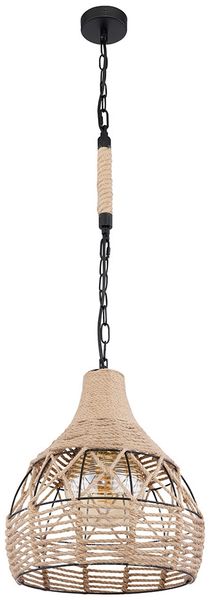 Hängeleuchte, Hanfseil, Käfig-Design, natur braun, H 135 cm