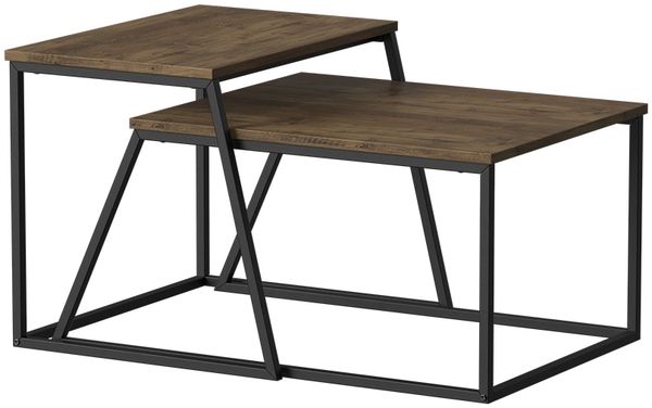 Couchtisch-Set Myra Eiche rustikal/Schwarz 60 x 50 cm 2 Teile Vicco