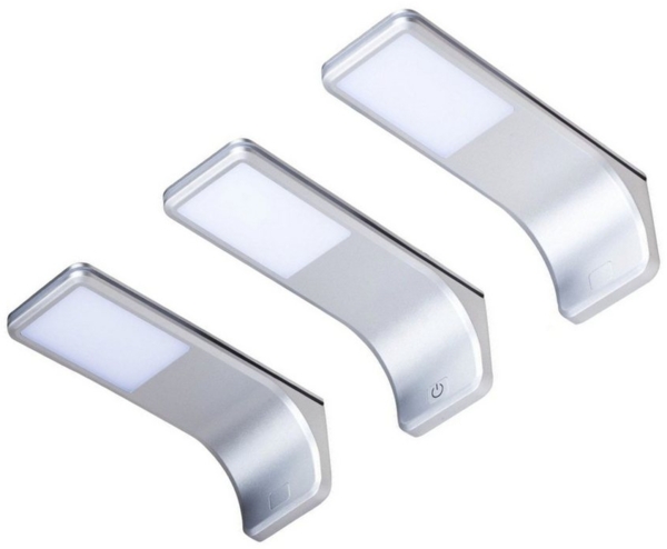 kalb LED Unterbauleuchte LED Unterbauleuchte, flach dimmbar mit Touch-Schalter, silbergrau, 3er Set, neutralweiß