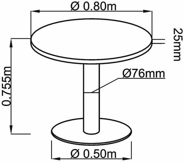 bümö Besprechungstisch, Esstisch klein, Tisch rund 80 cm - kleiner Esstisch graphit, Rundtisch Esstisch 2 Personen mit Holz-Platte, Säule aus Metall verchromt, Konferenztisch, Bistrotisch, STF08-G-C Bild 9