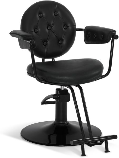 BarberPub Friseurstuhl mit Hydraulikpumpe 360° Drehbar, Friseureinrichtung Barber Chair Höhenverstellbar, Barber Stuhl Friseursessel PVC Kunstleder Vintage, 3159 (Schwarz)