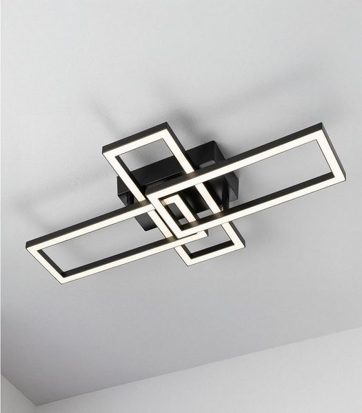 casa NOVA LED Deckenleuchte JANKO, 1-flammig, Schwarz, Kunststoff, LED fest integriert, Extra-Warmweiß, B 63,5 x H 9 x T 34,3 cm