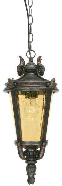 Außeneuchte, Kettenlaterne, Stahl Glas, H 50 cm, Bronze