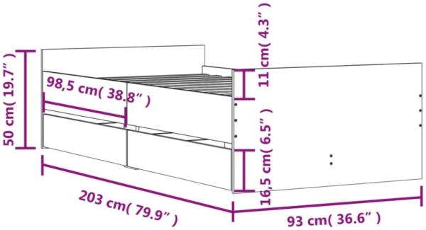vidaXL Bettgestell mit Schubladen Schwarz 90x200 cm 3207372 Bild 11