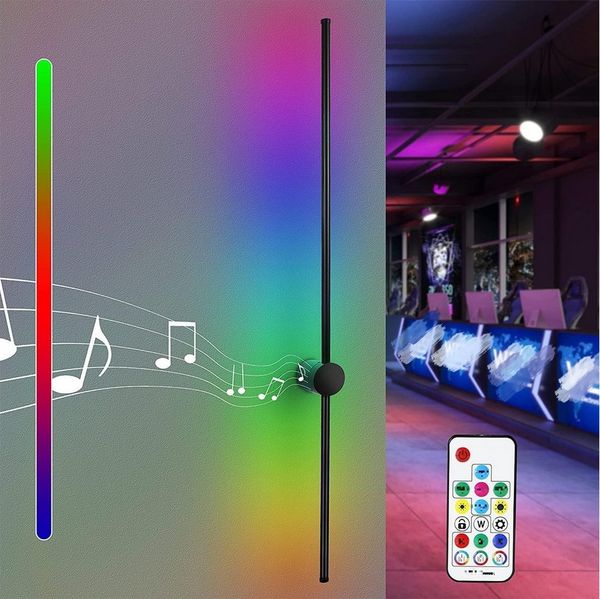 Nettlife LED Wandleuchte LED Wandleuchte RGB -100 cm Schwarz, LED fest integriert, RGB, für Wohnzimmer Schlafzimmer