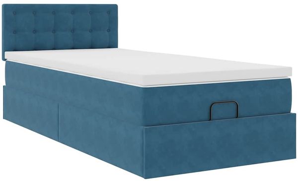 vidaXL Ottoman-Bett mit Matratze Dunkelblau 100x200 cm Samt 3311901 Bild 6