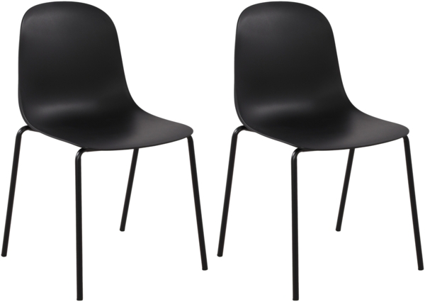 CLP 2er Set Stühle Hardin, stapelbare gartenstühle, wetterfest und UV-beständig,schwarz