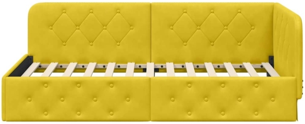 vidaXL Eckbettgestell mit Kopfteil Gelb 90x200 cm Samt 42016539 Bild 4
