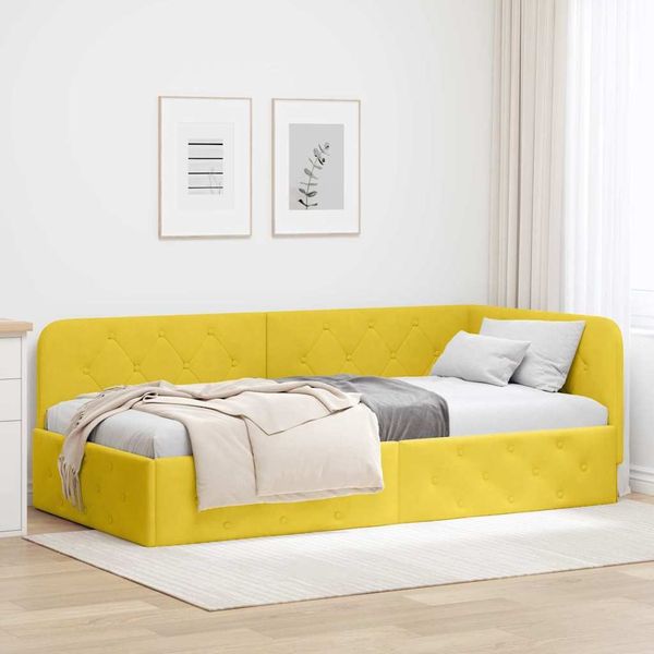 vidaXL Eckbettgestell Gelb 90 x 200 cm Samt 42016539