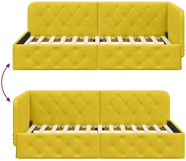 vidaXL Eckbettgestell mit Kopfteil Gelb 90x200 cm Samt 42016539 Bild 8