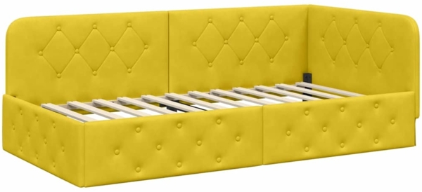 vidaXL Eckbettgestell mit Kopfteil Gelb 90x200 cm Samt 42016539 Bild 1