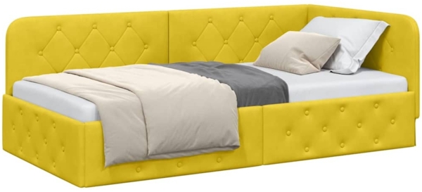 vidaXL Eckbettgestell mit Kopfteil Gelb 90x200 cm Samt 42016539 Bild 2