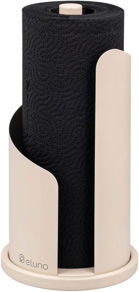 eluno Küchenrollenhalter bis 28 cm oder 3 Toilettenpapierrollen aus Edelstahl und Metall, beige, ca. Ø 15,5x31 cm