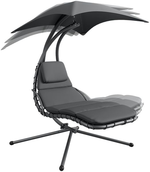 STEELSØN 'Nyria' Schwebeliege mit Sonnenschirm, Hängeliege mit Sitzpolstern, wetterfest, bis 120 kg belastbar, anthrazit