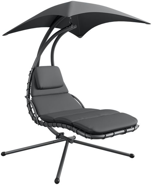 STEELSØN 'Nyria' Schwebeliege mit Sonnenschirm, Hängeliege mit Sitzpolstern, wetterfest, bis 120 kg belastbar, anthrazit Bild 13