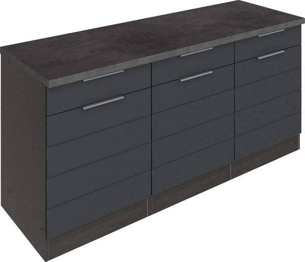 KOCHSTATION Unterschrank KS-Luhe 180 cm breit, für viel Stauraum, MDF-Fronten mit waagerechter Lisene
