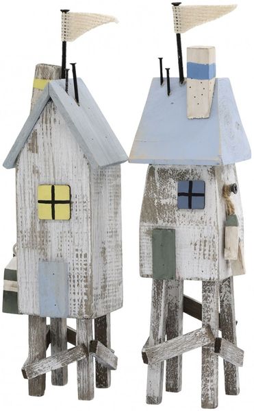 Chic Antique - 2x Deko Standhaus Strandhäuser Haus Häuser Holz 39122006