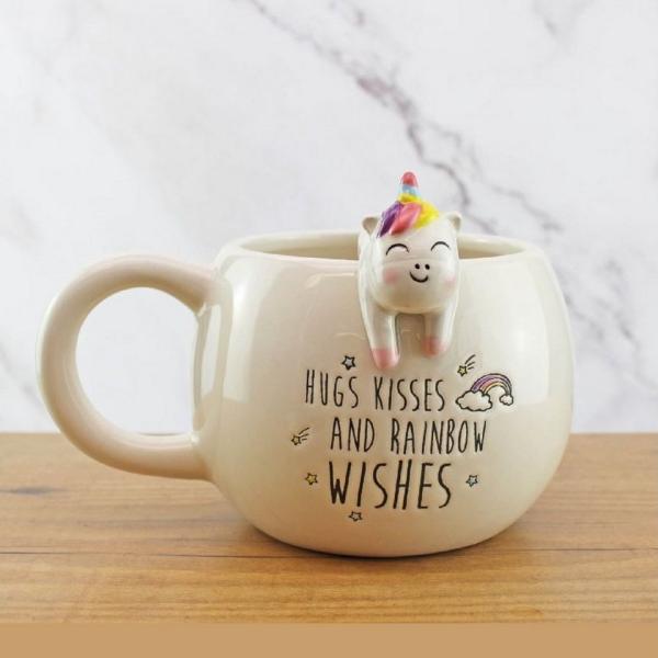 Winkee Tasse Tier Kaffeebecher mit Einhorn-Figur und Spruch