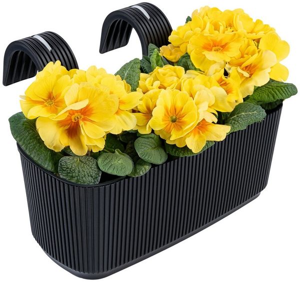 KONZEPT Balkonkasten Blumenkasten mit Halterung – 29 x 19 cm, Balkonkasten für Geländer, 3,2 L aus wetterfestem Kunststoff