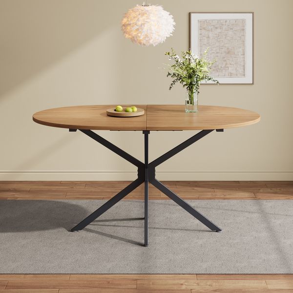 Esstisch 120x80x75,5 cm in Natur, MDF-Tischplatte mit kreuzförmigen Beinen