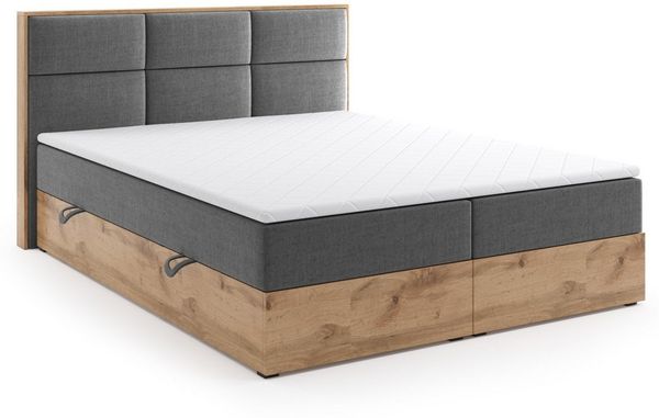 Labett Boxspringbett aus Holz im Loft-Stil LOLY 140x200 160x200 180x200 200x200 (2 Bettkästen, Topper), 7-Zonen Taschenfederkernmatratze H3 oder H4
