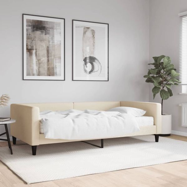 vidaXL Tagesbett mit Matratze Creme 100x200 cm Stoff 3196569
