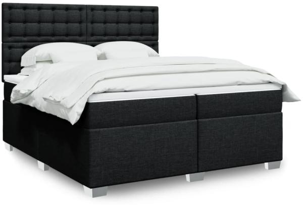 vidaXL Boxspringbett mit Matratze und LED-Beleuchtung, Holzwerkstoff schwarz, 200 x 200 cm