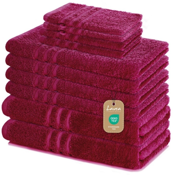 Lavea Handtuch Set Elena, Duschtücher, Handtücher, Gästetücher, Waschhandschuhe, 100% Baumwolle (Set, 10-St), Frottierserie, weich & saugstark, pflegeleicht, 500 g/m² Frottier
