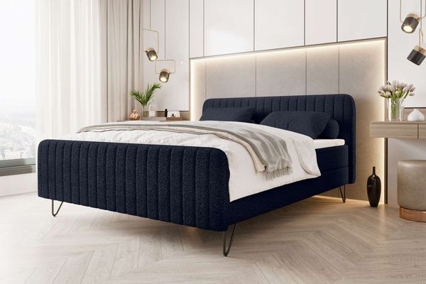 99rooms Lucio Boxspringbett Boucle-Stoff ANTHOLOGY Dunkelblau 160x200 cm