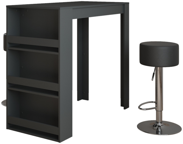 Bartisch-Set Repose Anthrazit 57 x 117 cm mit 2 Barhockern Vicco