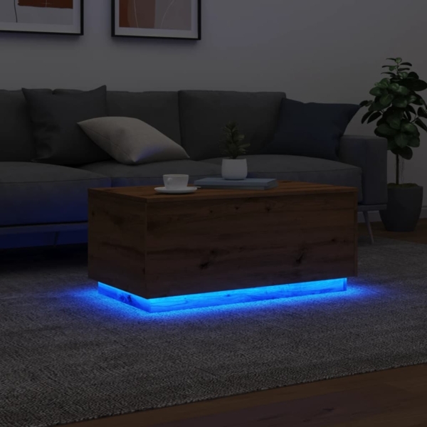 vidaXL Couchtisch mit LED-Leuchten Artisan-Eiche 90x50x40 cm 857723 Bild 4
