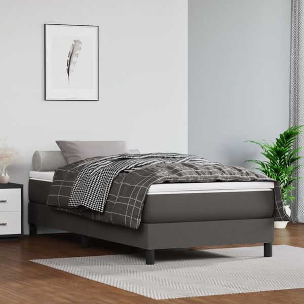 vidaXL Boxspringbettgestell Grau 90x190 cm Kunstleder 3120674