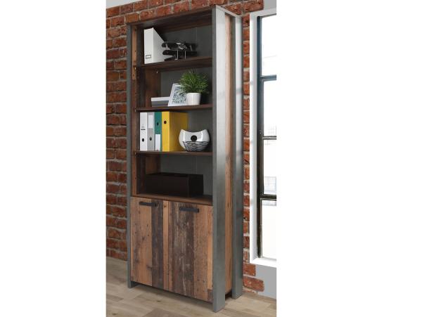 Regal CLIF Old Wood Vintage, mit 4 offenen Fächern und 2 Türen Bild 9