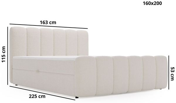 GRAINGOLD Cloud Boxspringbett 160x200, Bett mit Bettkasten, Bouclé-Stoff, mit Kopfteil, Schwarz Bild 8