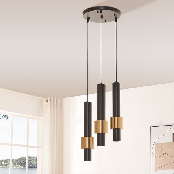 Hängeleuchte Lulled 200xØ28 cm Metall Schwarz/Gold [lux. pro]