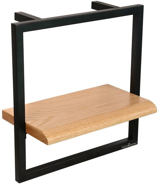Wandregal - Eiche natur mit Baumkante, schwarz gerahmt - 30 x 30 x 15cm