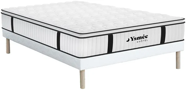 Vente-unique - DELICE Set aus Matratze und Bettgestell Stoff Weiß - B 160 cm x H 31 cm28 cm x L 200 cm