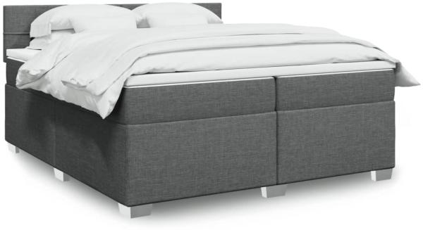 Boxspringbett mit Matratze, Stoff, Viereckige, grauer Fuß, Dunkelgrau, 200x200 cm, true