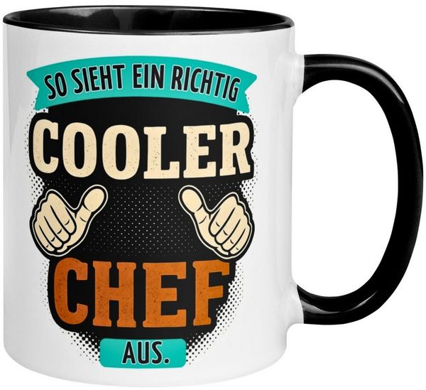 Momentals Tasse Chef – „So sieht ein richtig cooler Chef aus“ – Geschenk Bester Chef, Gratis Versand · Links-&Rechtshänder · Spülmaschinenfest