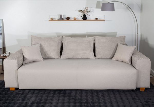 COLLECTION AB Schlafsofa Yves, Liegefläche (B/T): 142/194 cm, inkl. Bettfunktion, Bettkasten, Federkern & Zierkissen