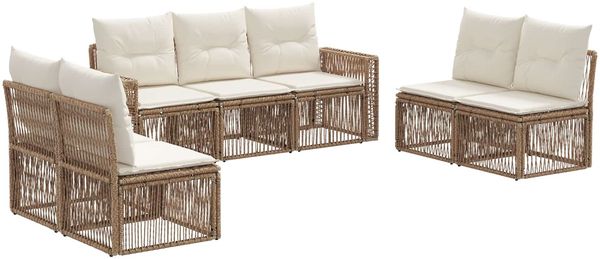 vidaXL Gartensofa-set 7 pcs Beige und Cremeweiß Poly-Rattan 3435093