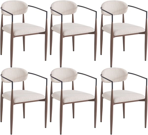 Merax Esszimmerstuhl(Set, 6 St), 6er Set, Leinenstoff, Make-up-Stuhl, leichter Luxus-Stuhl im Modestil, ergonomischer Stuhl, verstellbares Fußdesign, Beige