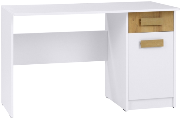 Marmex Möbel Grant 11 Schülerschreibtisch, Büroschreibtisch, laminierte Spanplatte, weiß+riviera Eiche, 125x75,5x52,5 cm