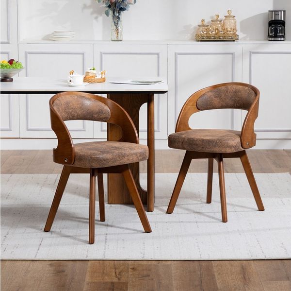 BBWL Esszimmerstuhl 2er Set drehbar Holzstuhl mit polster und ergonomischer Rückenlehne, Esszimmerstuhl modern
