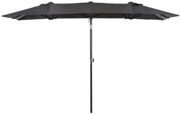 Outsunny Sonnenschirm Gartenschirm mit verstellbarem Neigungswinkel, LxB: 150x295 cm, Doppelsonnenschirm, Marktschirm, Grau, Polyester, Metall